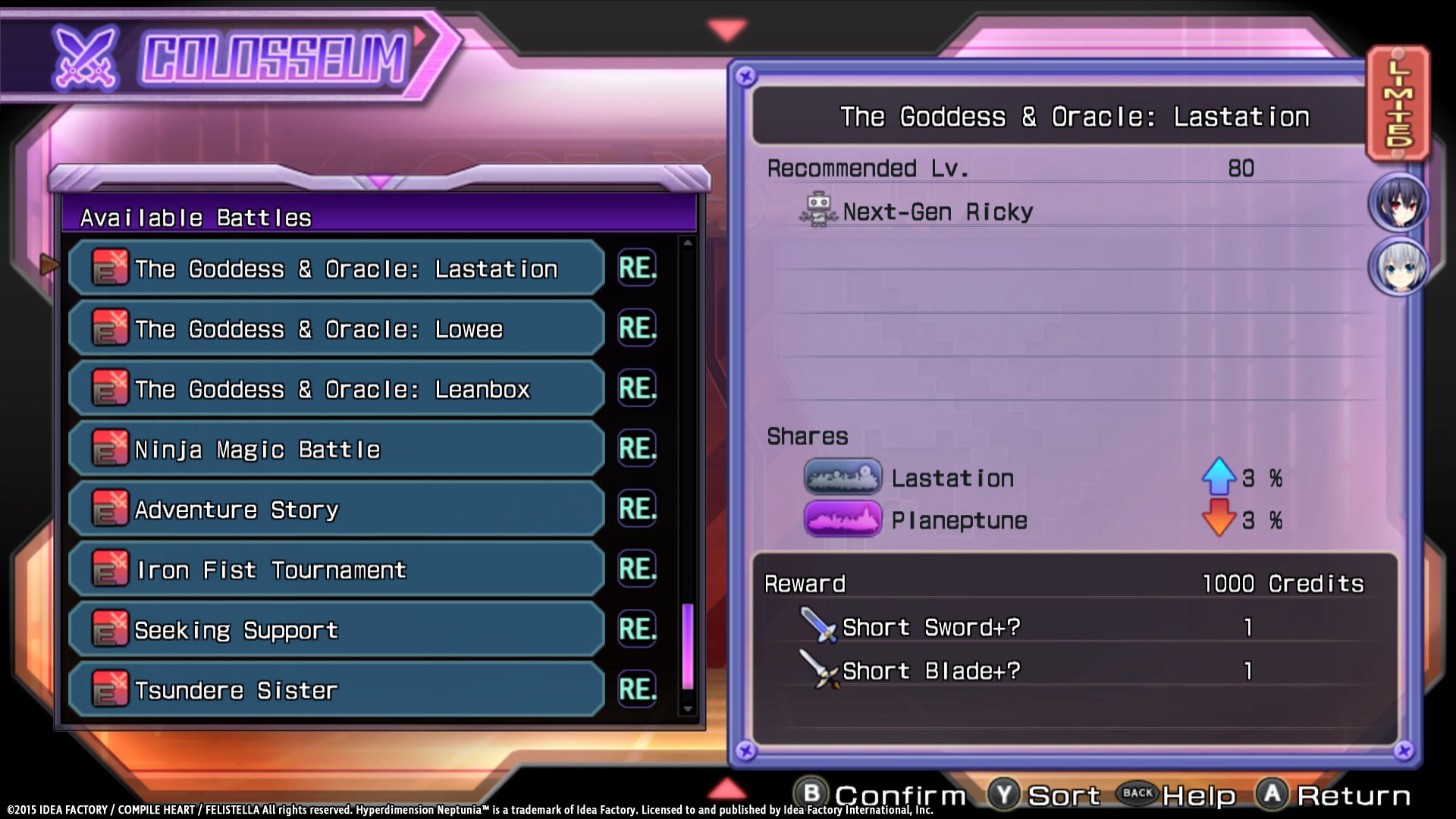 Hyperdimension Neptunia Re;Birth1 - Colosseum + Characters DLC Steam CD Key