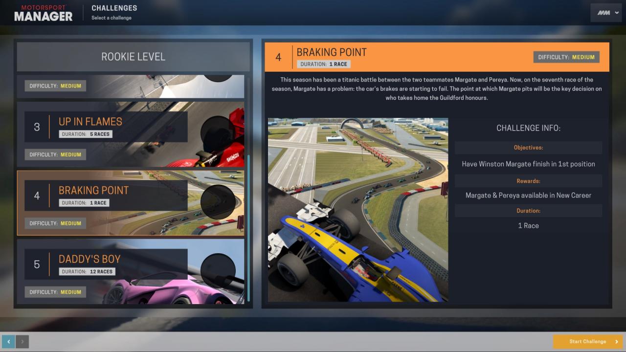 Motorsport Manager - Challenge Pack DLC Steam CD Key