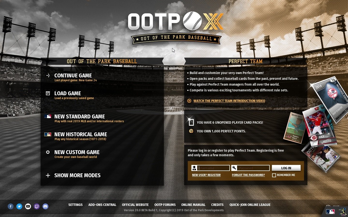 Out Of The Park Baseball 20 Steam CD Key