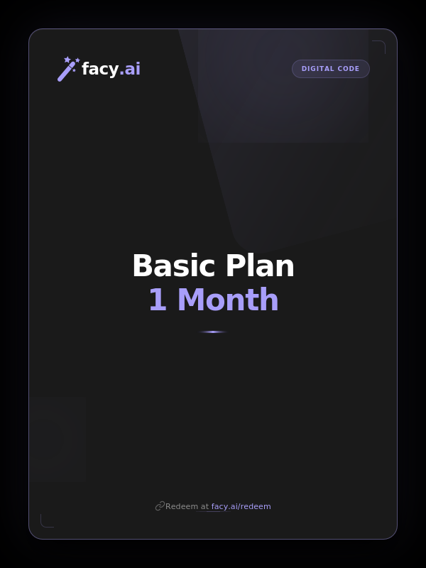 

Facy.Ai 1 Month Basic Pack Gift Card