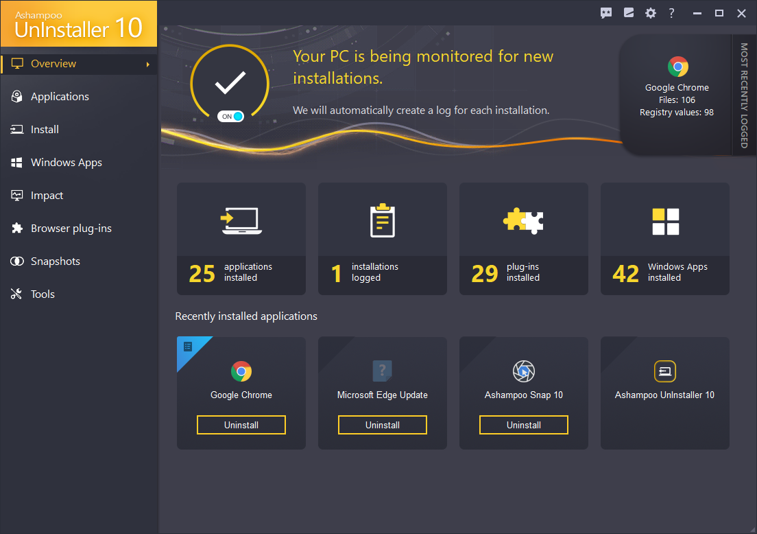 Ashampoo UnInstaller 10 Activation (2 PCs) - 2. kép - Irodai szoftver kategória