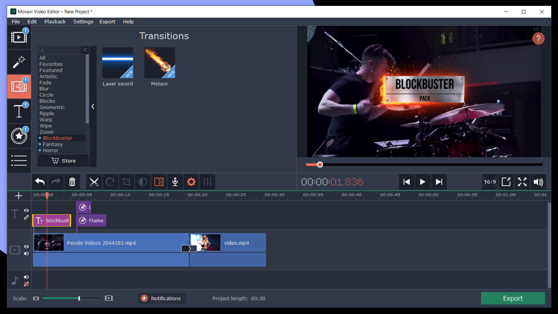Movavi Video Editor Plus 2020 - Cinematic Set Effects DLC Steam CD Key