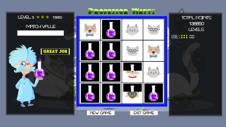 Professor Watts Memory Match Cats Steam CD Key