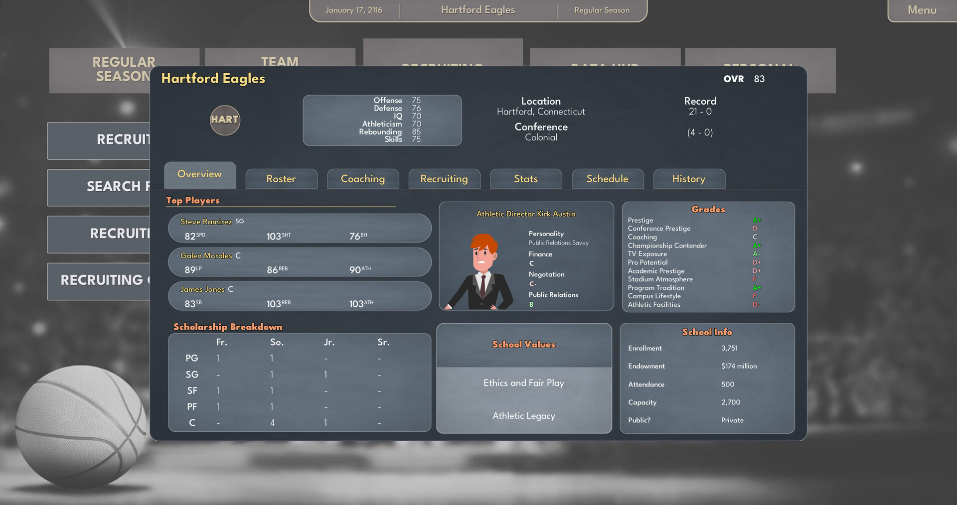 College Basketball Manager PC Steam
