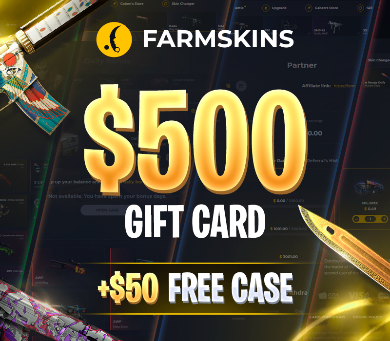 Farmskins $500 Wallet Card + FREE CASE