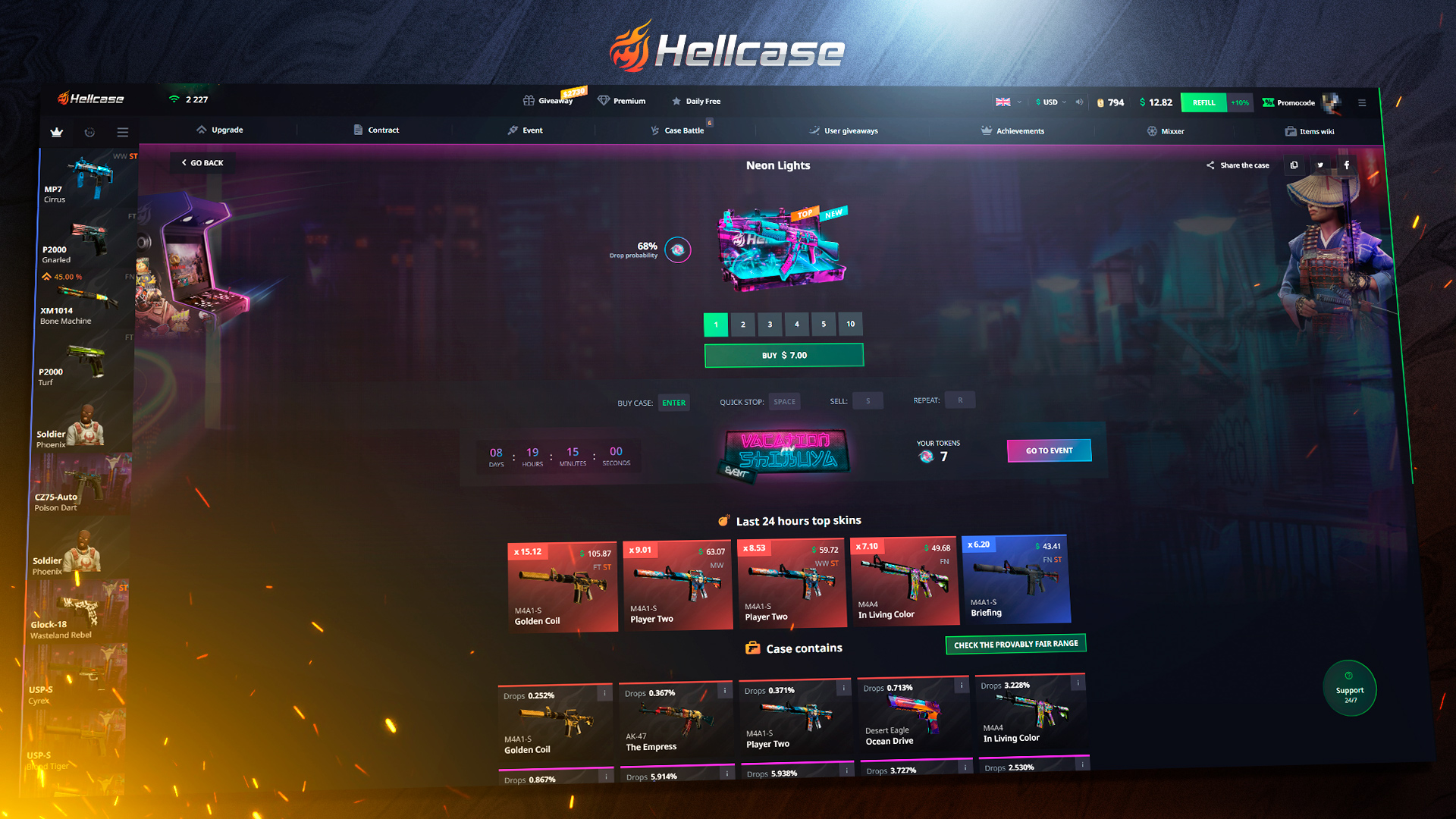 Hellcase.com 100 USD Wallet Card Code