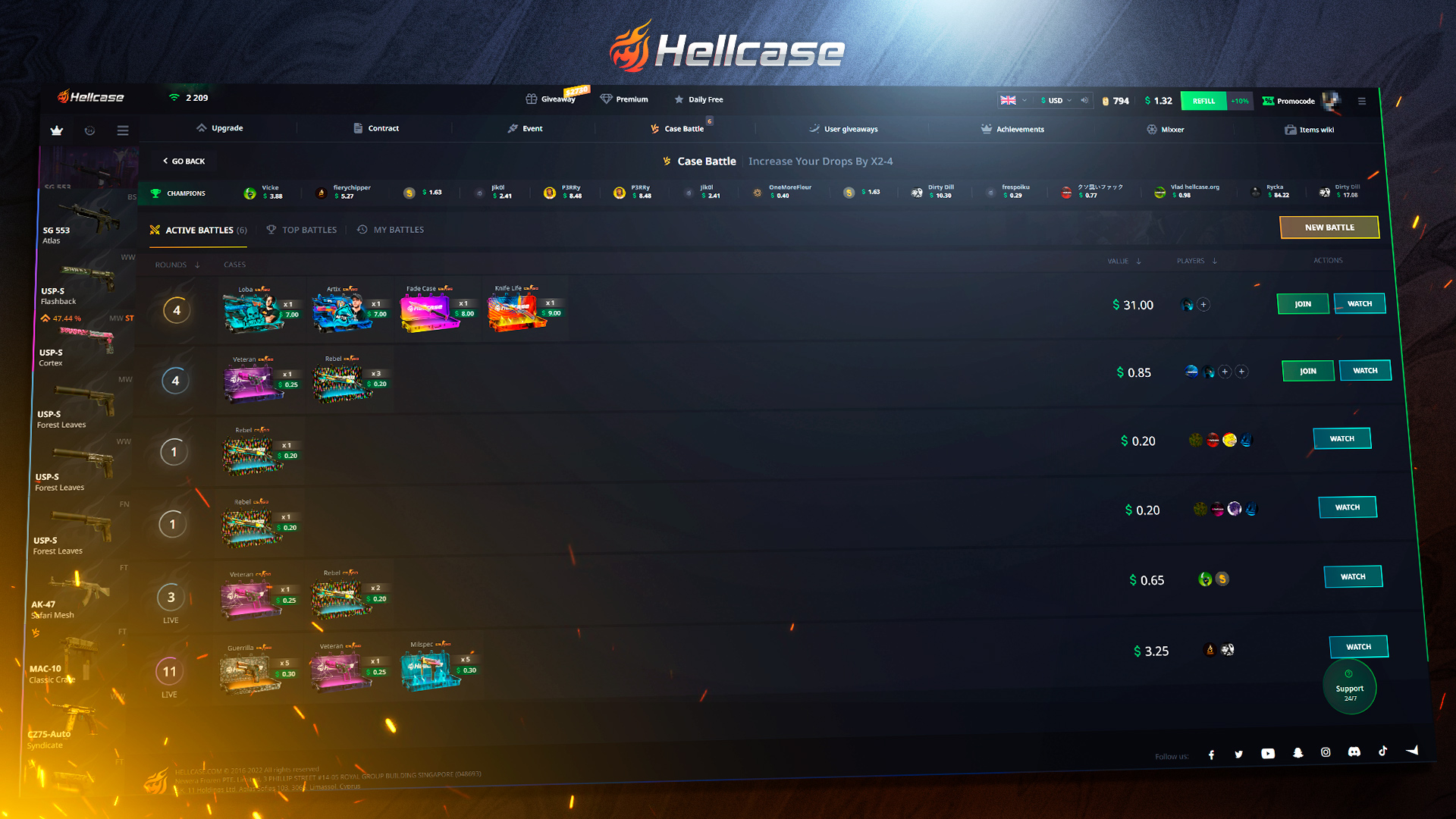 Hellcase.com 100 USD Wallet Card Code