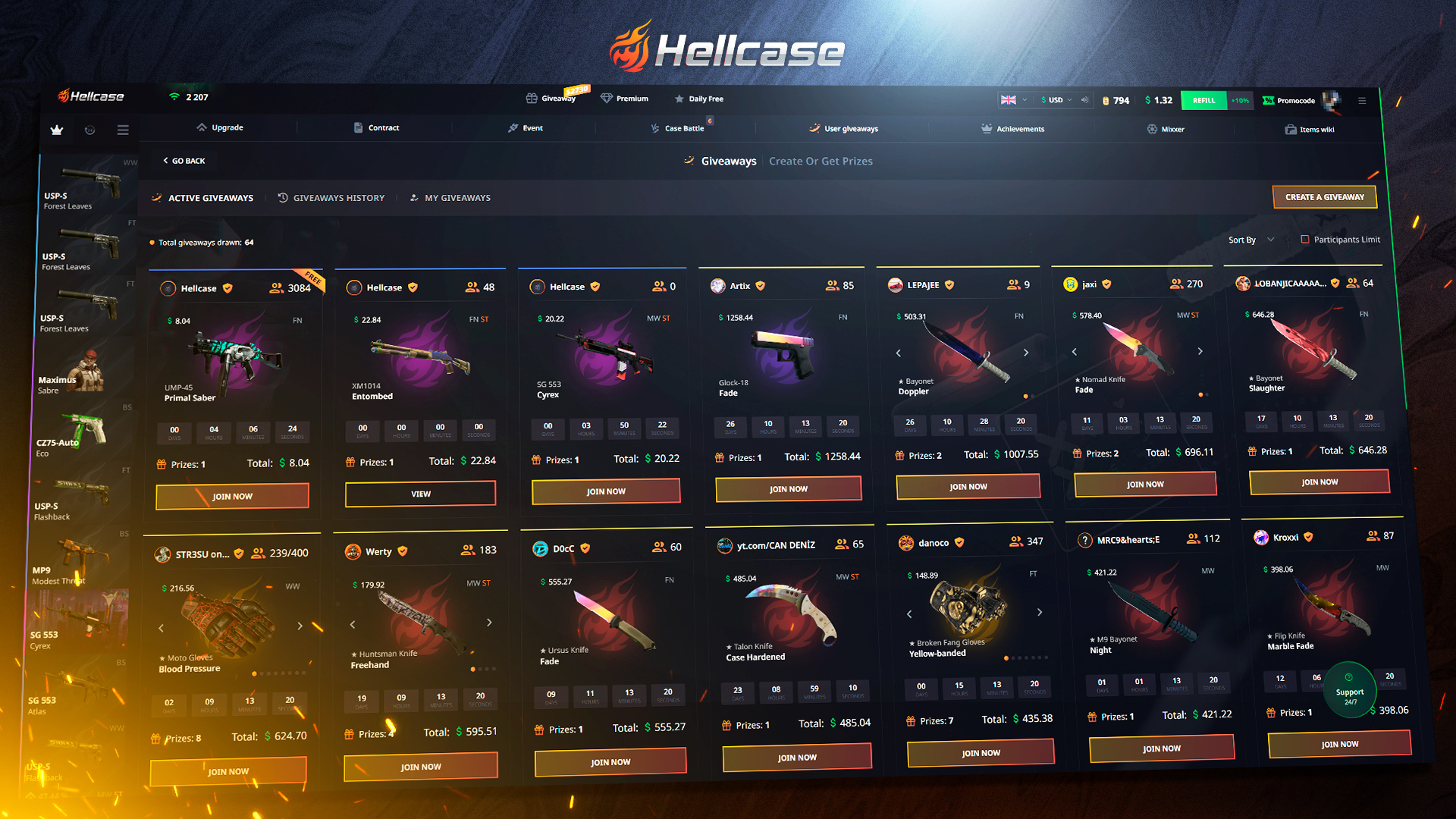 Hellcase.com 2 USD Wallet Card Code