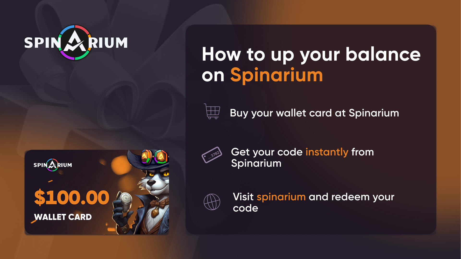 Spinarium.com $100 Wallet Card Code