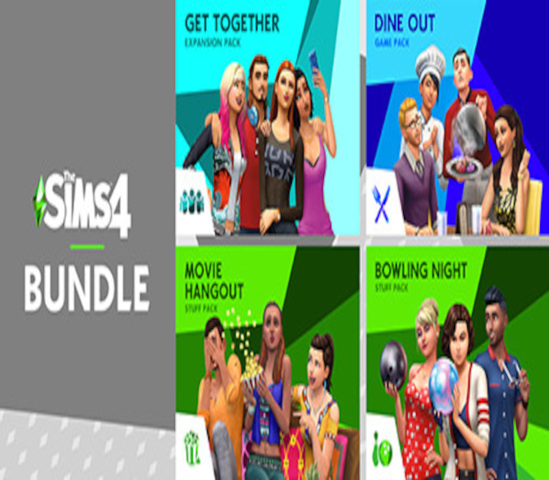 The Sims 4 Sims’ Night Out Bundle - Get Together, Dine Out, Movie Hangout Stuff, Bowling Night Stuff DLCs Origin