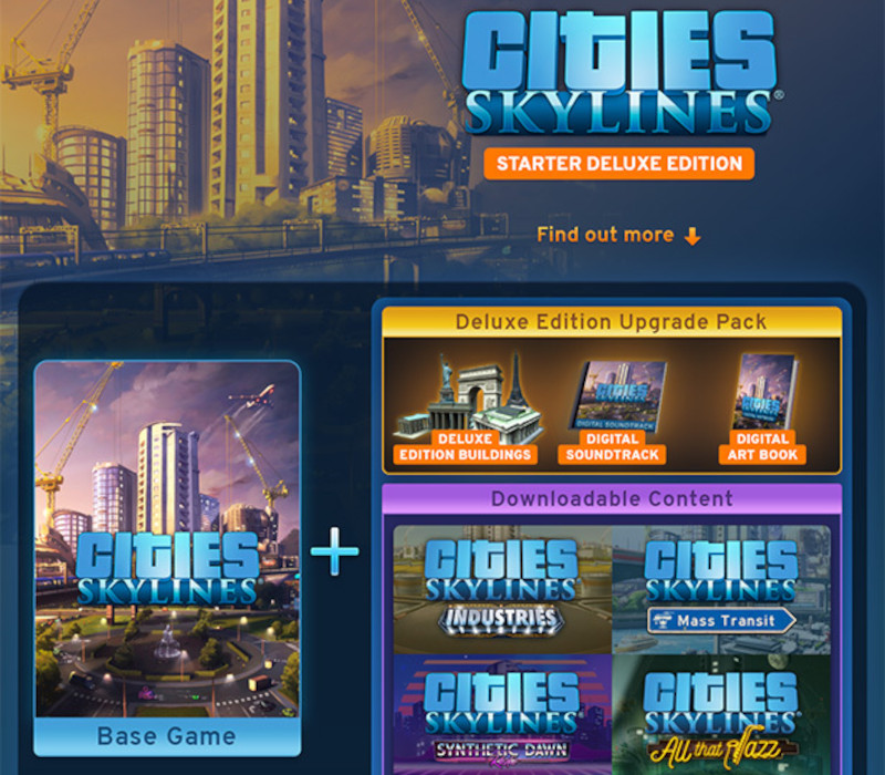 

Cities: Skylines Starter Deluxe Edition Bundle PC Steam CD Key