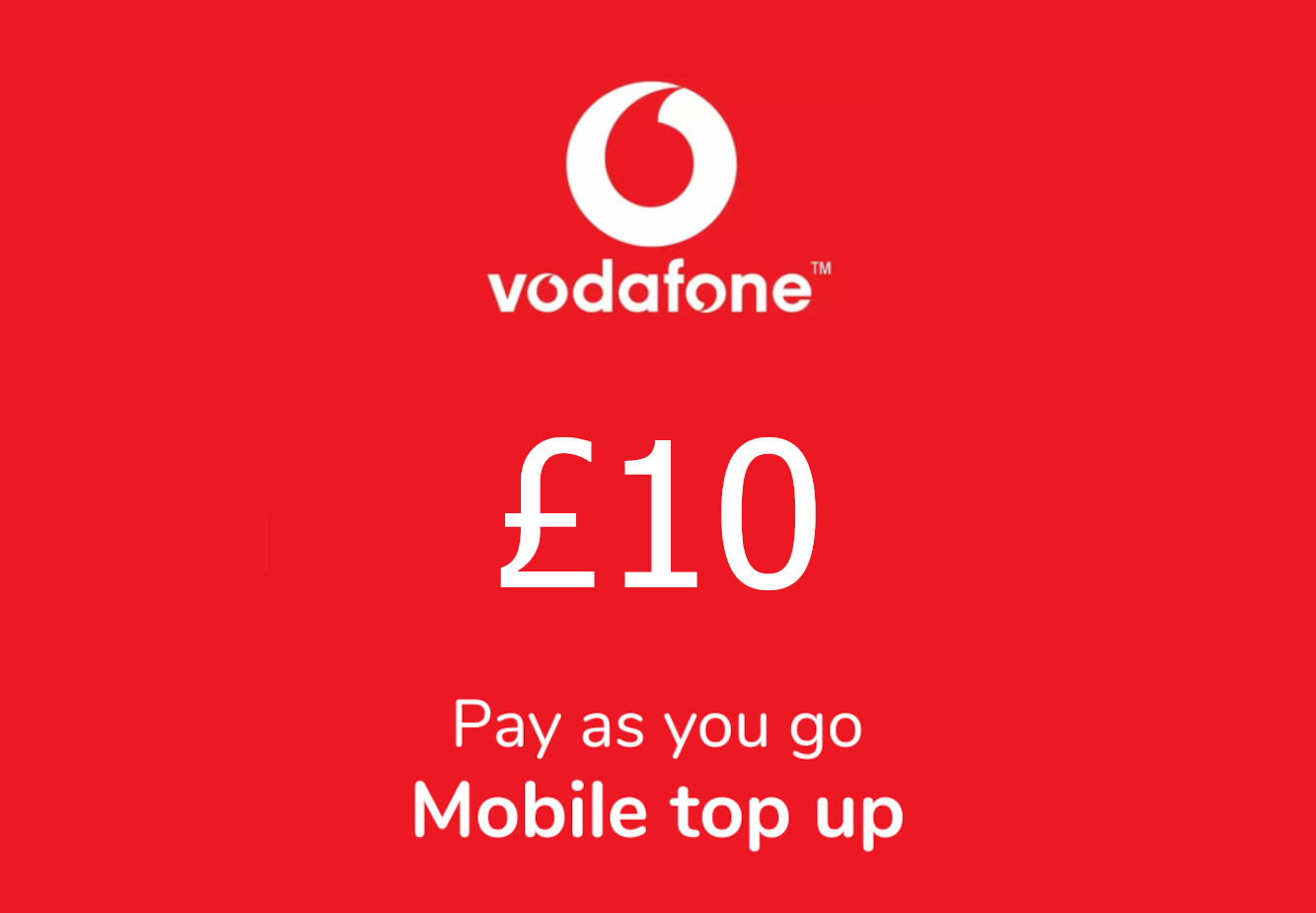 Vodafone £10 Mobile Top-up UK