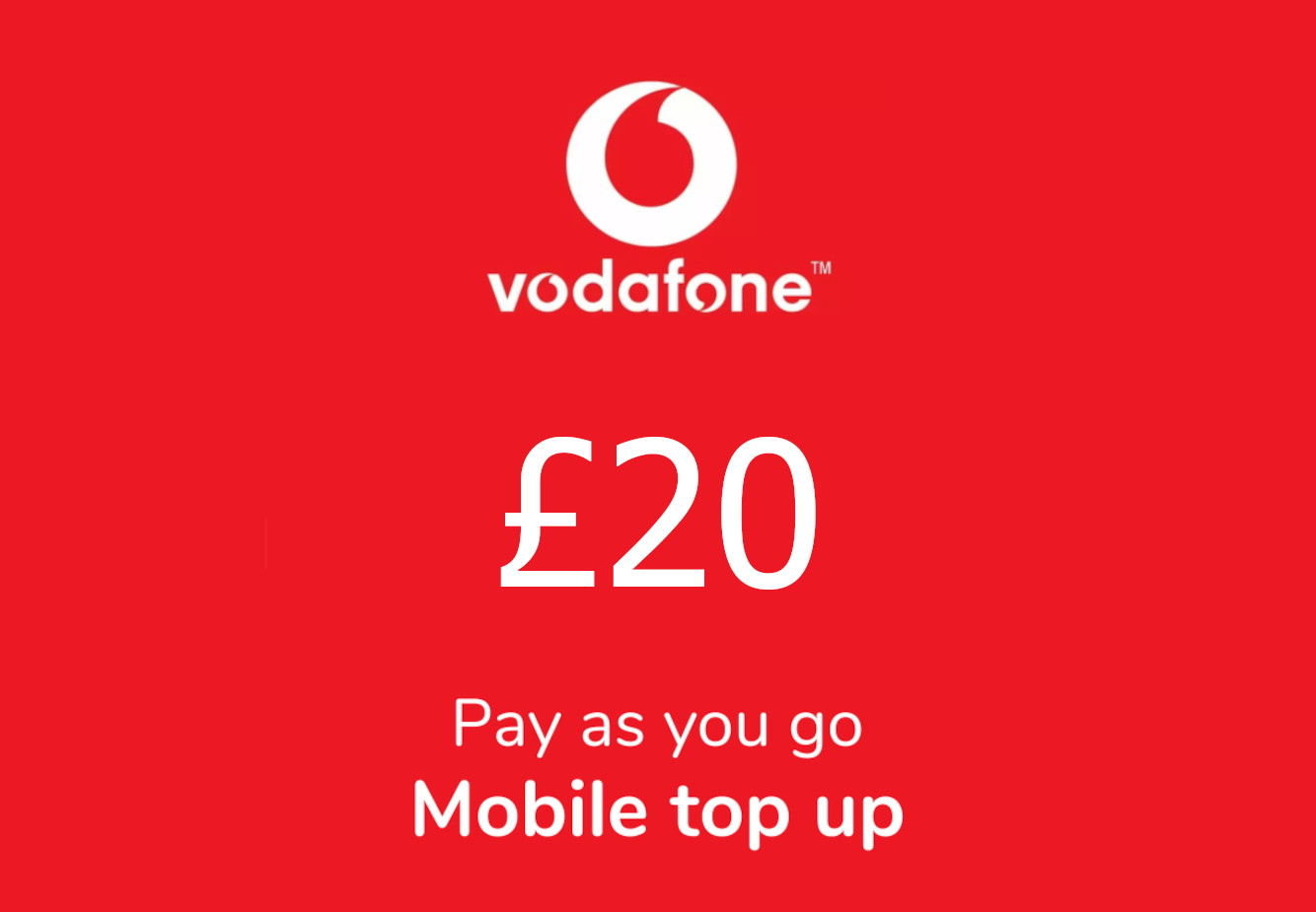Vodafone £20 Mobile Top-up UK
