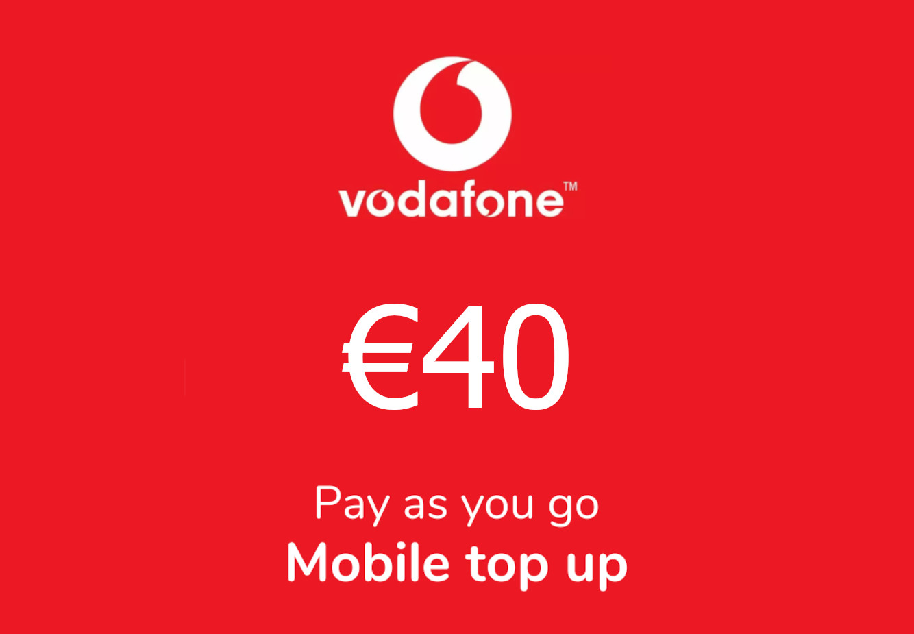 Vodafone Mobile Phone €40 Gift Card NL