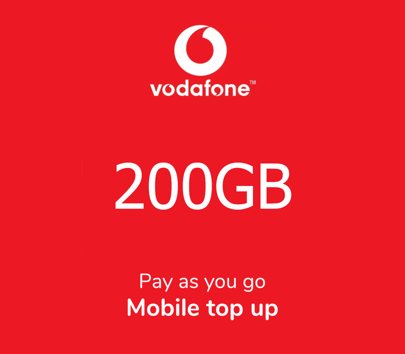 

Vodafone 200 GB Data Mobile Top-up GH