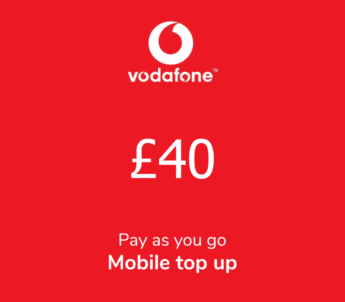 Vodafone £40 Mobile Top-up UK