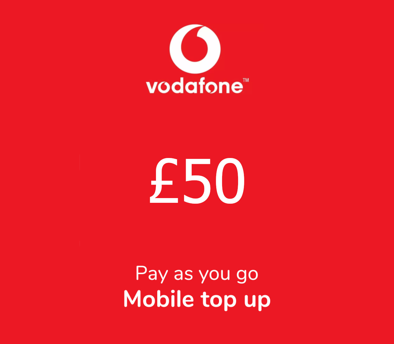 Vodafone £50 Mobile Top-up UK