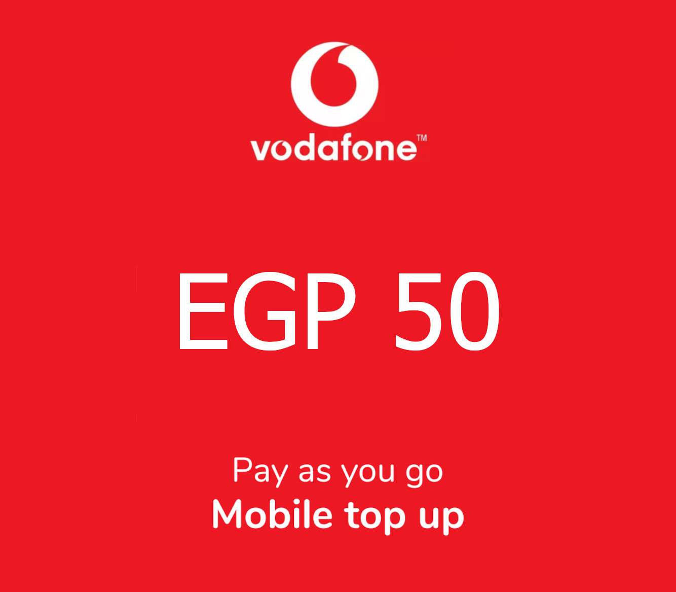 

Vodafone Mobile Phone E£50 Gift Card EG