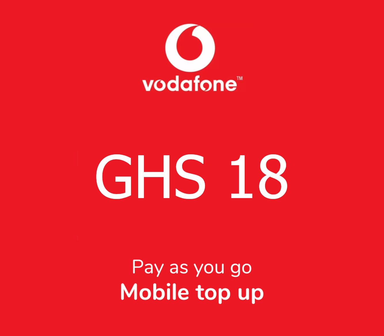 

Vodafone 18 GHS Mobile Top-up GH