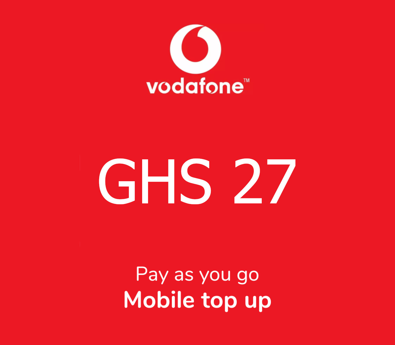 

Vodafone 27 GHS Mobile Top-up GH