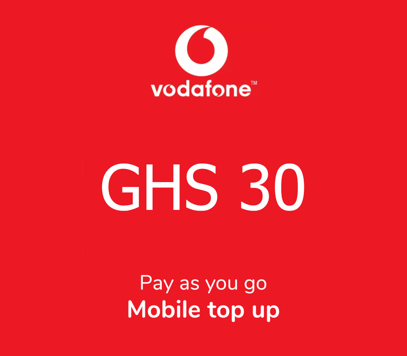 Vodafone 30 GHS Mobile Top-up GH